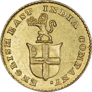 Gold One Third Mohur Coin of Madras Presidency.