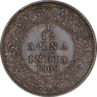 Bronze One Twelfth Anna Coin of King Edward VII of Calcutta Mint of 1909.