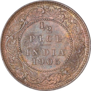 Copper Half Pice Coin of King Edward VII of Calcutta Mint of 1905.  