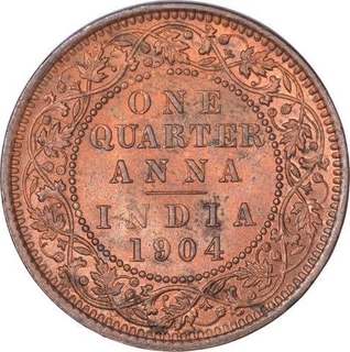 Copper One Quarter Anna Coin of King Edward VII of Calcutta Mint of 1904. 