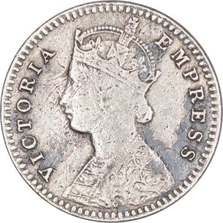 Rare Silver Two Annas Coin of Victoria Empress of Calcutta Mint of 1881.