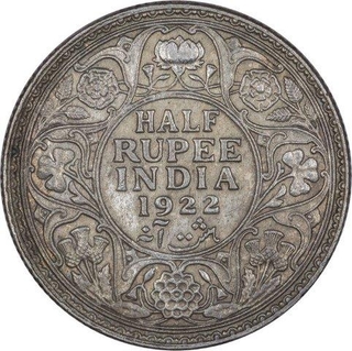 Silver Half Rupee Coin of King George V of Calcutta Mint of 1922. 