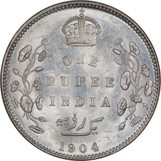 Silver One Rupee Coin of Edward VII of Bombay Mint of 1904.