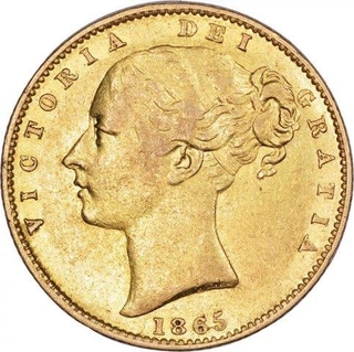 Gold Sovereign of Victoria Queen of United Kingdom of 1865.