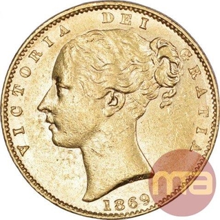 Gold Sovereign of Victoria Queen of United Kingdom of 1869.