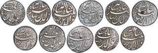 Lot of 11 Months Silver One Rupee Coins of Jahangir of Patna Mint.