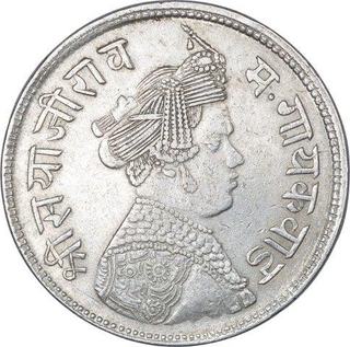 Silver One Rupee Coin of Sayaji Rao III of Baroda State. 