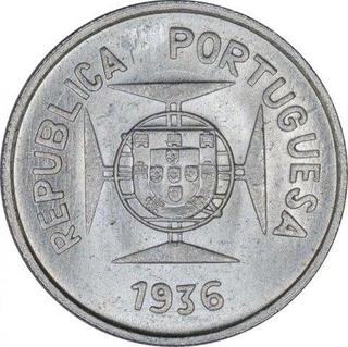 Silver Half Rupia Coin of Indo Portuguese.