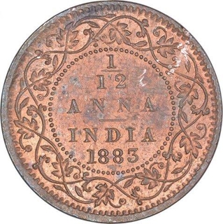 Copper One Twelfth Anna Coin of Victoria Empress of Bombay Mint of 1883.