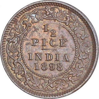 Copper Half Pice Coin of Victoria Empress of Calcutta Mint of 1898.