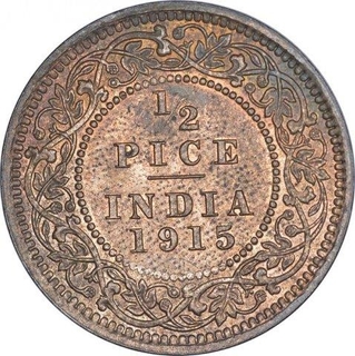 Bronze Half Pice Coin of King George V of Calcutta Mint of 1915.