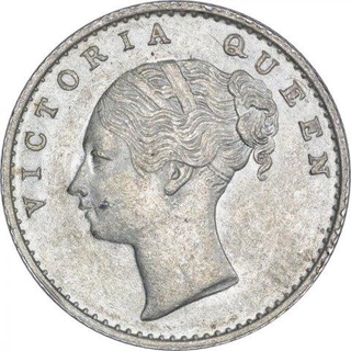 Silver Quarter Rupee Coin of Victoria Queen of Calcutta Mint of 1840.