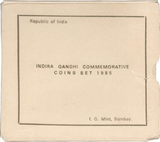 1985 UNC Set of Indira Gandhi of Bombay Mint.