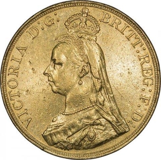 Rare Gold Five Pound Soverign Coin of Victoria D G of United Kingdom.