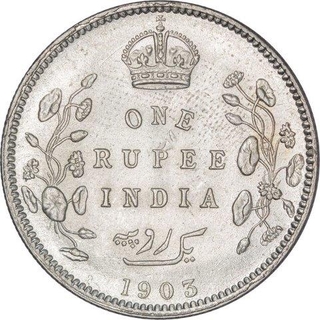 Silver One Rupee Coin of King Edward VII of Calcutta Mint of 1903. 