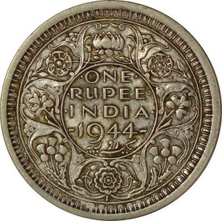 Silver One Rupee Coin of King George VI of Lahore Mint of 1944.