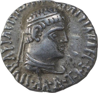 Silver Drachma Coin of Apollodotus II of Indo Greeks.