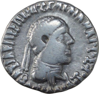 Silver Drachma Coin of Apollodotos II of Indo Greeks.