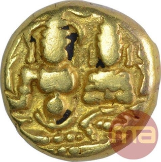 Gold Varaha Coin of Devaraya I of Sangama Dynasty of Vijayanagar Empire.