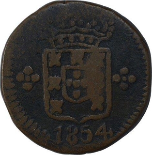 Copper Fifteen Reis Coin of Pedro V of Indo Portuguese.