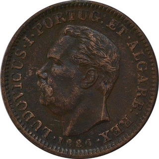 Copper Quarter Tanga Coin of Luiz I of Indo Portuguese.