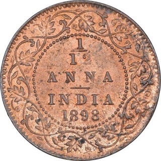 Copper One Twelfth Anna Coin of Victoria Empress of Calcutta Mint of 1898.