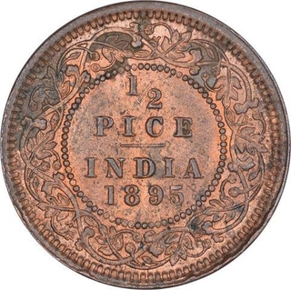 Copper Half Pice Coin of Victoria Empress of Calcutta Mint of 1895.