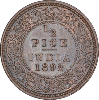 Copper Half Pice Coin of Victoria Empress of Calcutta Mint of 1898.