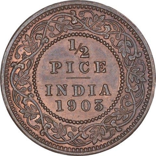 Copper Half Pice Coin of King Edward VII of Calcutta Mint of 1903.