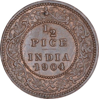 Copper Half Pice Coin of King Edward VII of Calcutta Mint of 1904.