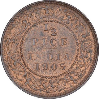 Copper Half Pice Coin of King Edward VII of Calcutta Mint of 1905.