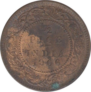 Bronze Half Pice Coin of King Edward VII of Calcutta Mint of  1906.