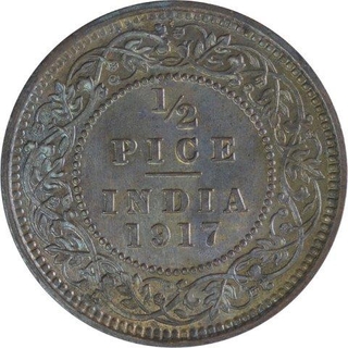 Bronze Half Pice Coin of King George V of 1917.