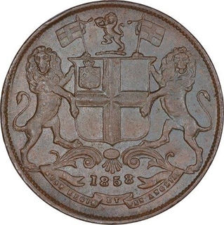 Copper One Quarter Anna Coin of East india Company of Birmingham Mint of 1858.