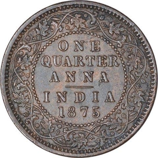 Copper One Quarter Anna Coin of Victoria Queen of Calcutta Mint of 1875.