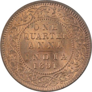 Copper Quarter Anna Coin of Victoria Empress of 1891.