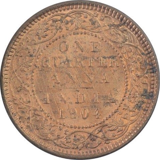 Copper Quarter Anna Coin of King Edward VII of 1904.