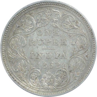 Silver One Rupee Coin of Victoria Queen of 1862.