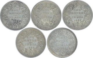 Silver One Rupee Coins of Victoria Queen of 1862.