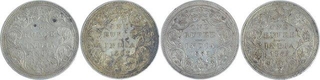 Silver One Rupee Coins of Victoria Queen of 1862.