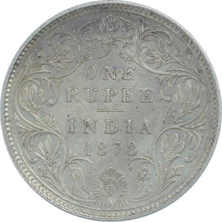 Silver One Rupee Coin of Victoria Empress of 1878.