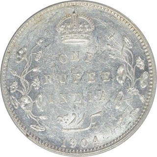 Silver One Rupee Coin of King Edward VII of Bombay Mint of 1904.