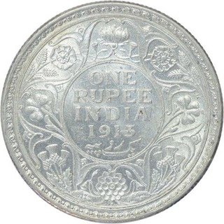 Silver One Rupee Coin of King George V of Bombay Mint of 1913.