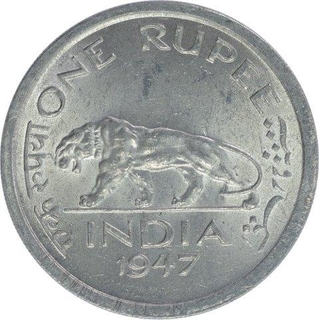 Nickel One Rupee Coin of King George VI of Lahore Mint of 1947.