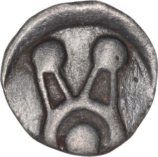 Extremely Rare Silver Punch Marked One Eighth Shana Coin of Kuntala Janapada.