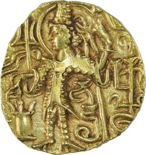 Very Rare Gold Dinar Coin of Kipanada of Kushan Dynasty.