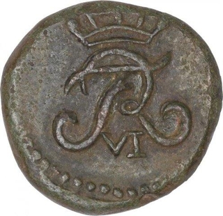 Copper Four Cash Coin of Frederik VI of Indo Danish. 