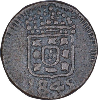 Copper Four and Half Reis Coin of Maria II of Goa of Indo Portuguese.