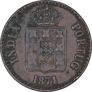 Copper Ten Reis Coin of Luiz I of Indo Portuguese.