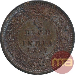 Copper Half Pice Coin of Victoria Empress of 1887.